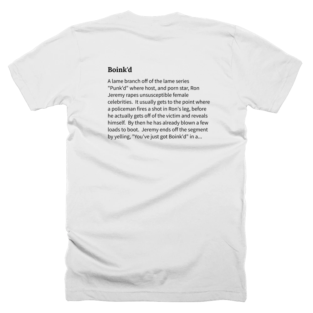 T-shirt with a definition of 'Boink'd' printed on the back