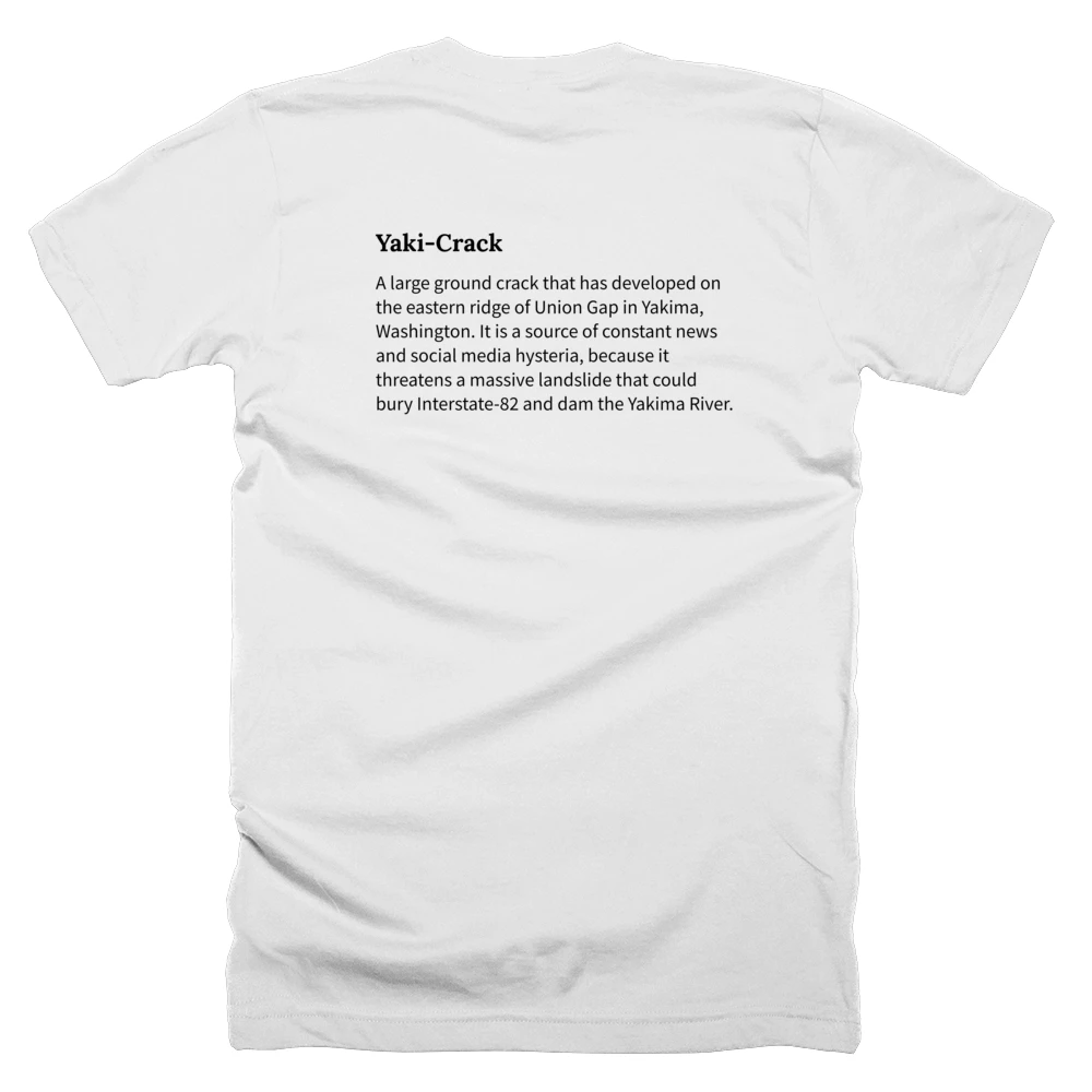 T-shirt with a definition of 'Yaki-Crack' printed on the back