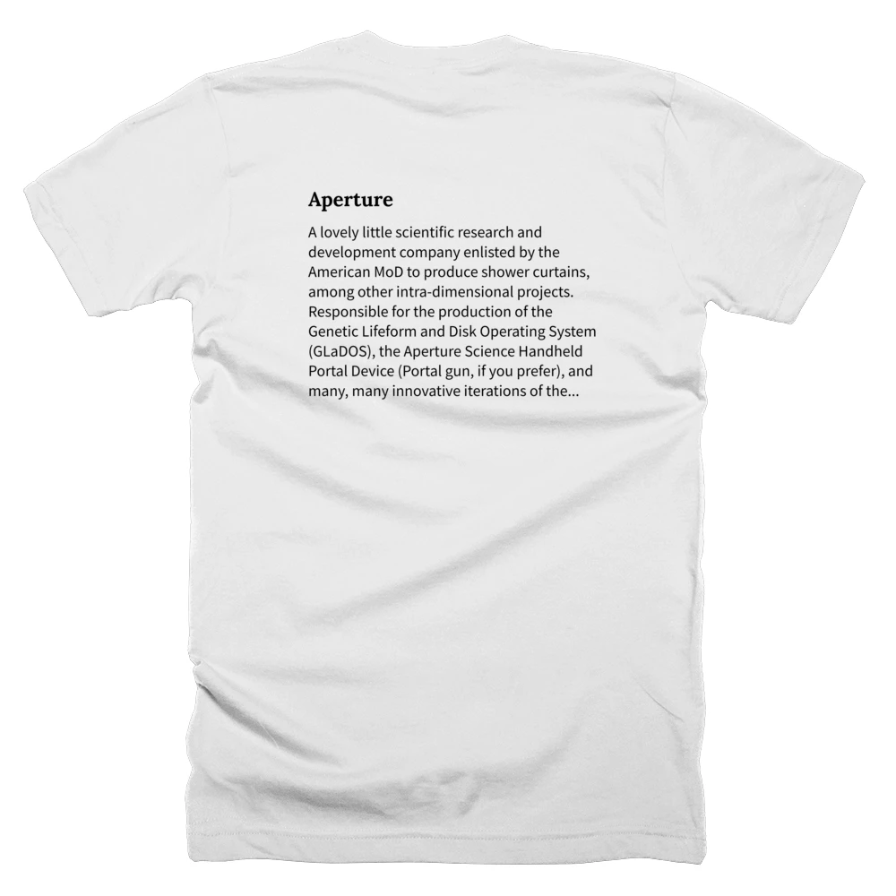 T-shirt with a definition of 'Aperture' printed on the back