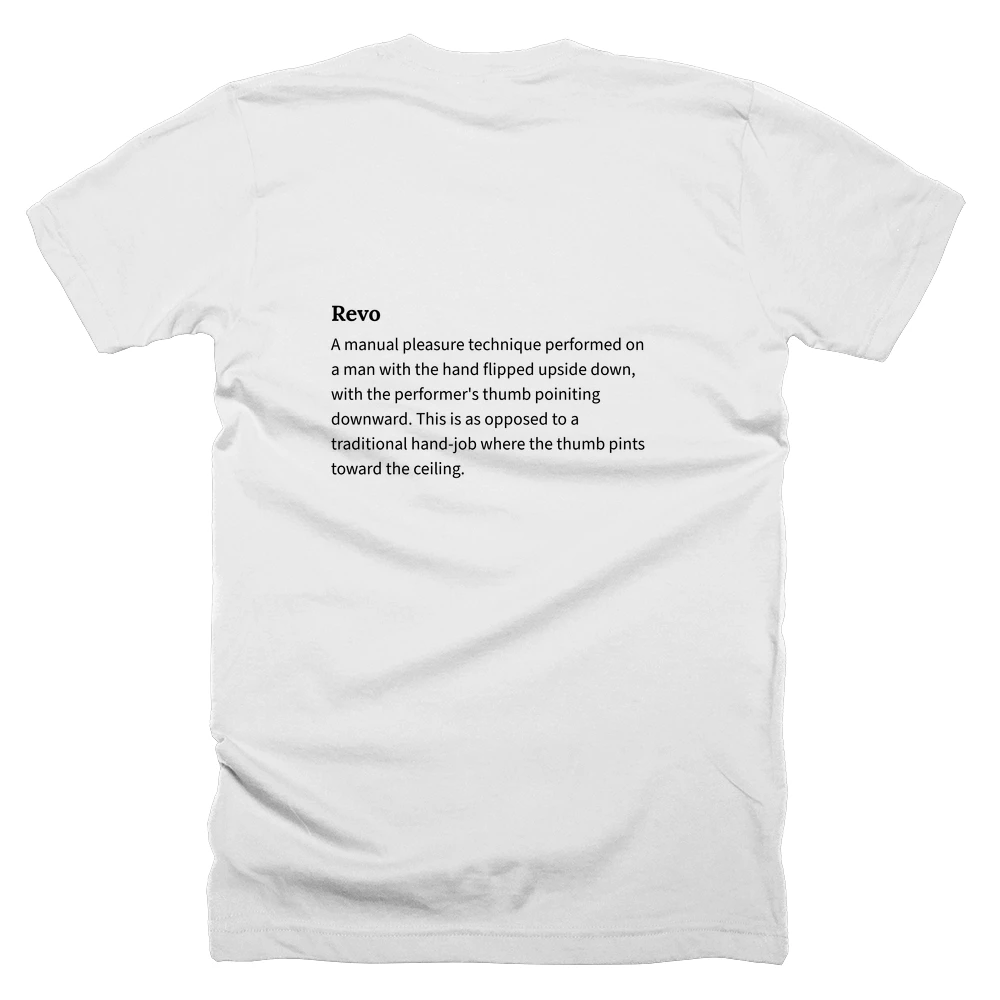 T-shirt with a definition of 'Revo' printed on the back
