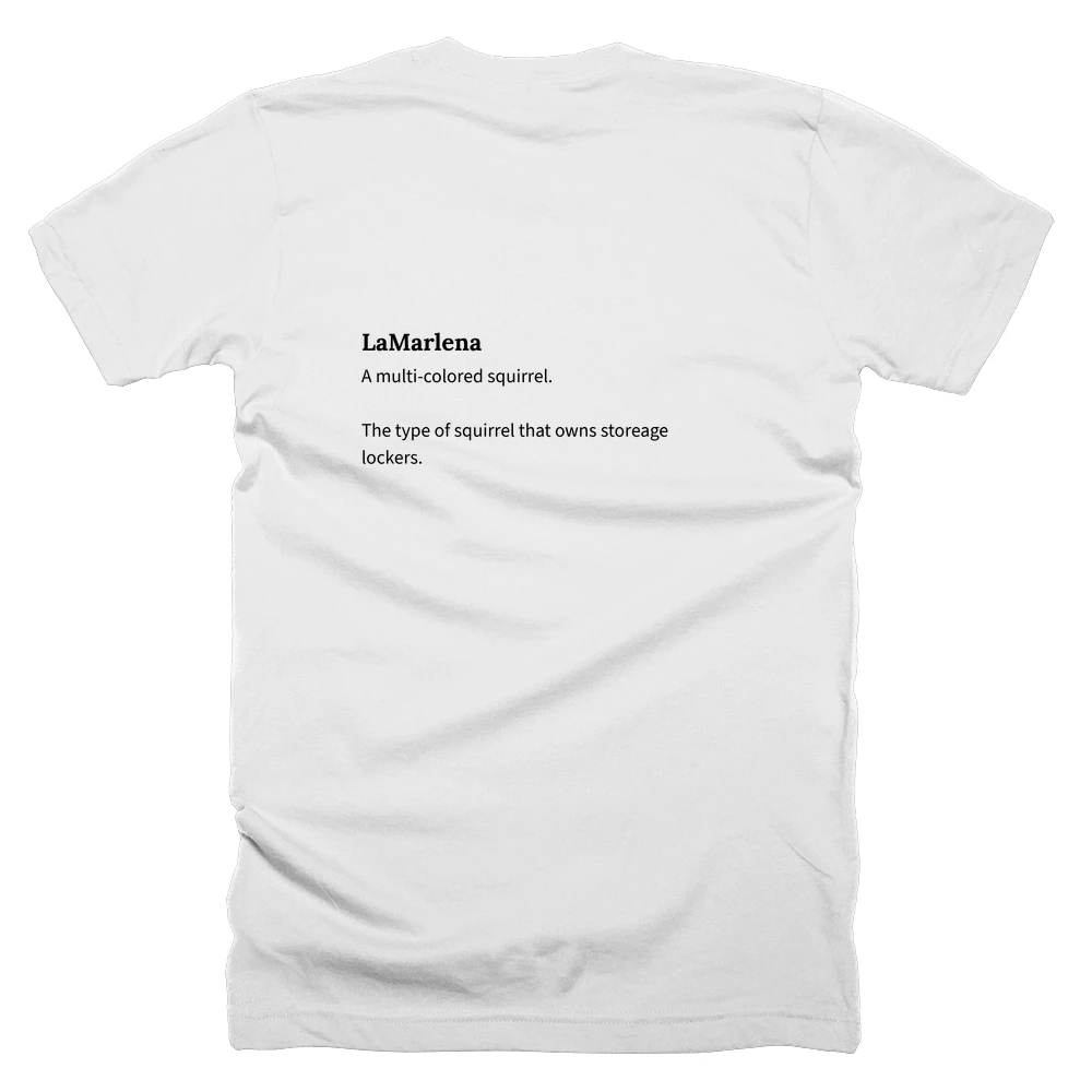 T-shirt with a definition of 'LaMarlena' printed on the back