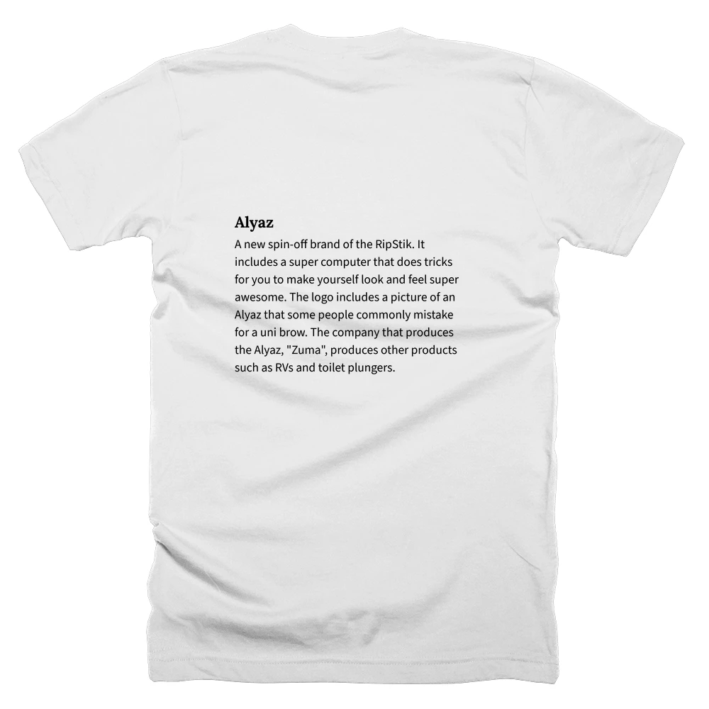 T-shirt with a definition of 'Alyaz' printed on the back