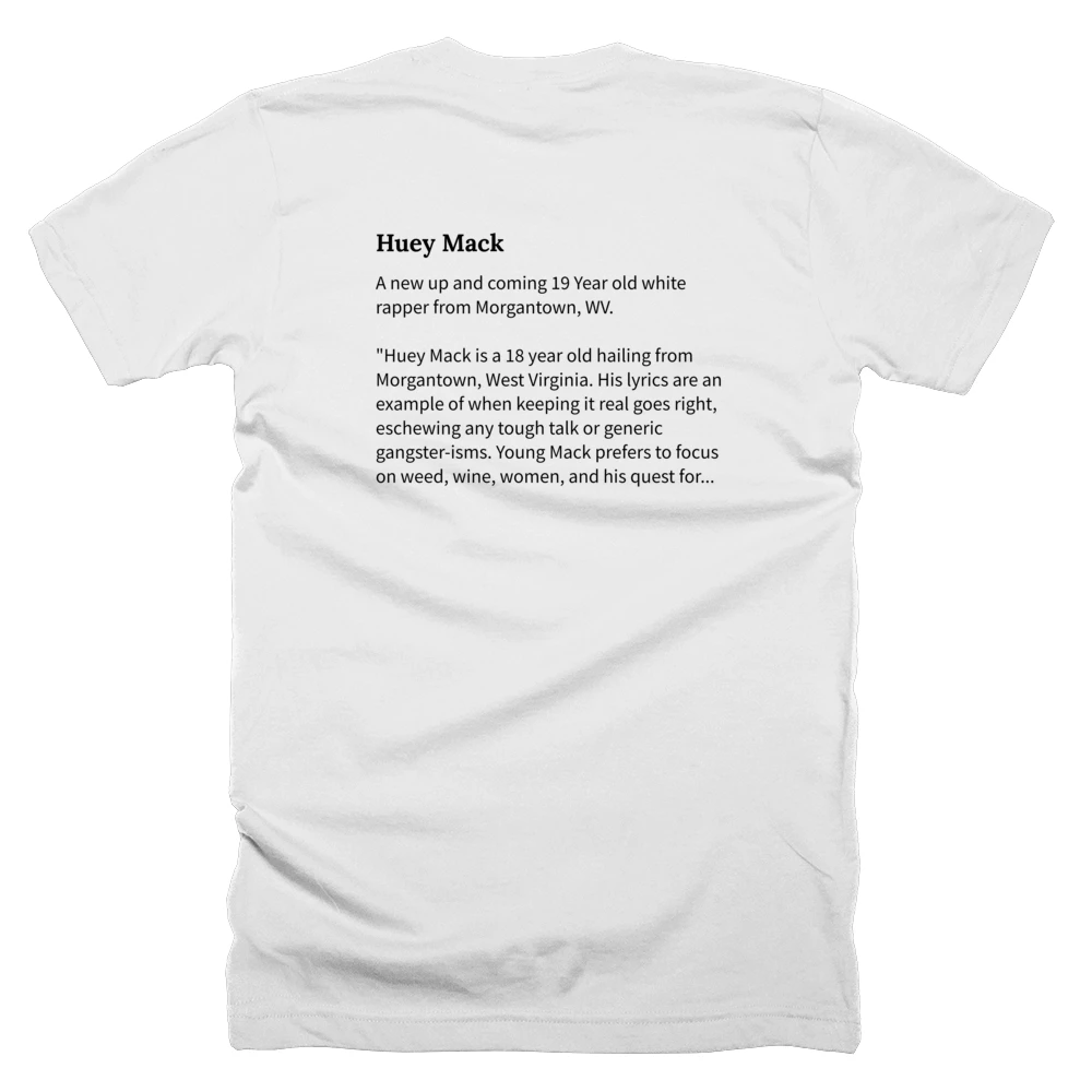 T-shirt with a definition of 'Huey Mack' printed on the back