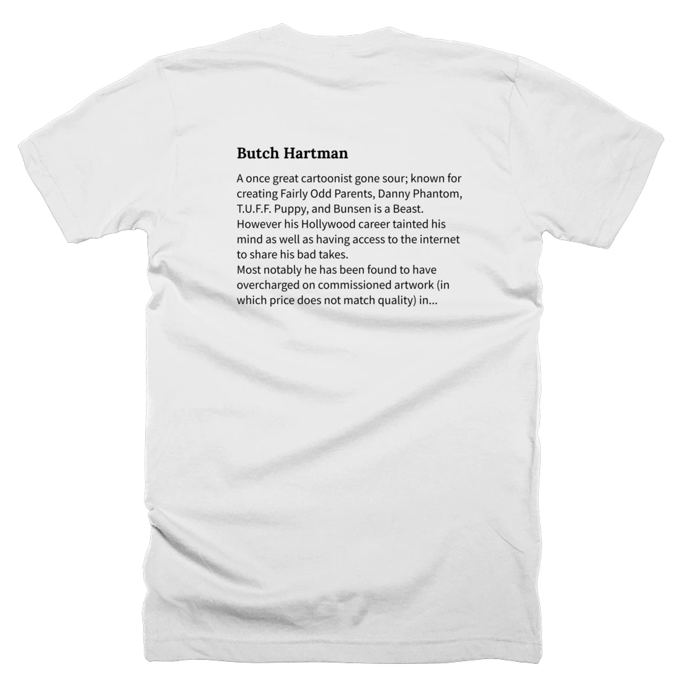 T-shirt with a definition of 'Butch Hartman' printed on the back