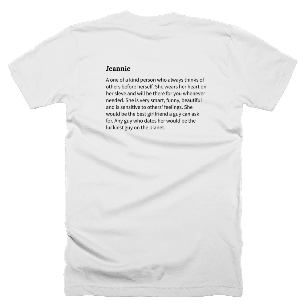 T-shirt with a definition of 'Jeannie' printed on the back