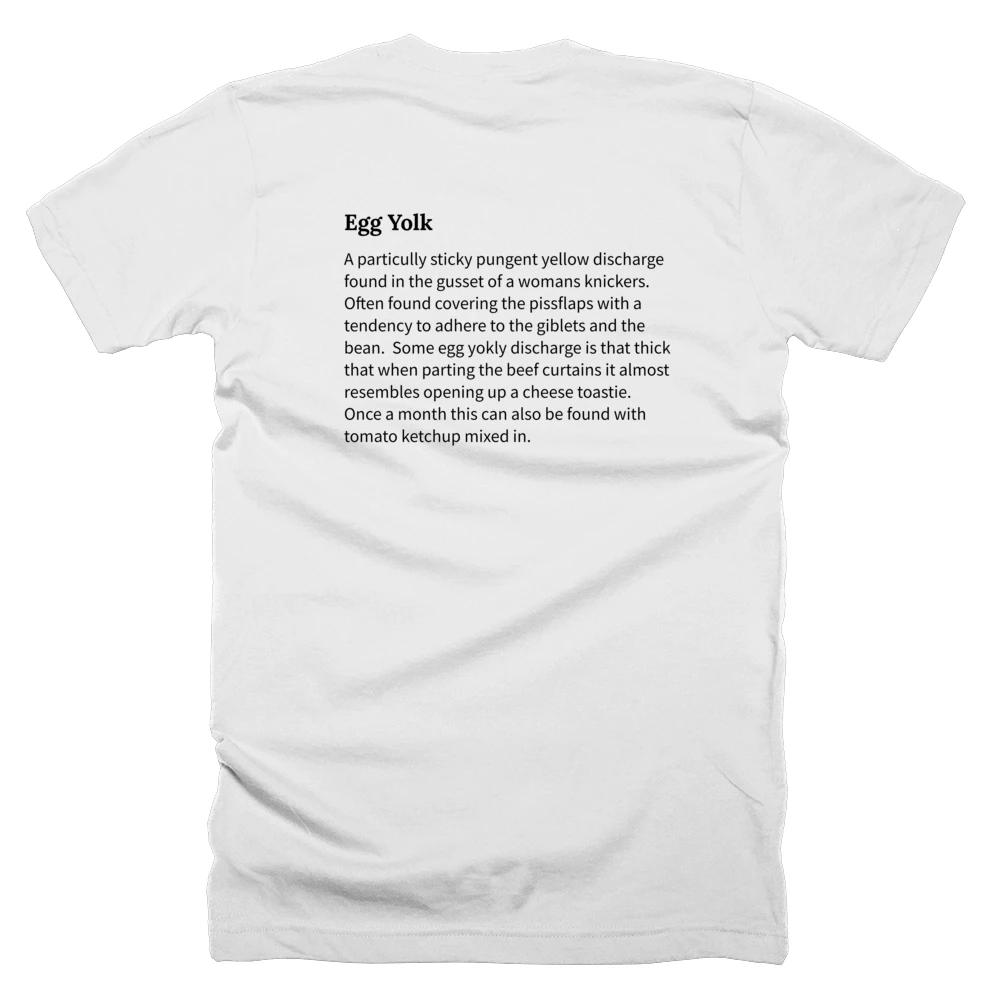 T-shirt with a definition of 'Egg Yolk' printed on the back
