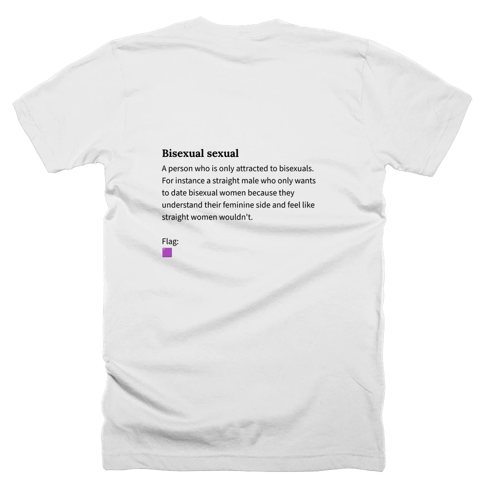 T-shirt with a definition of 'Bisexual sexual' printed on the back