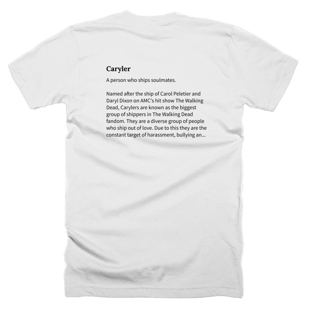 T-shirt with a definition of 'Caryler' printed on the back