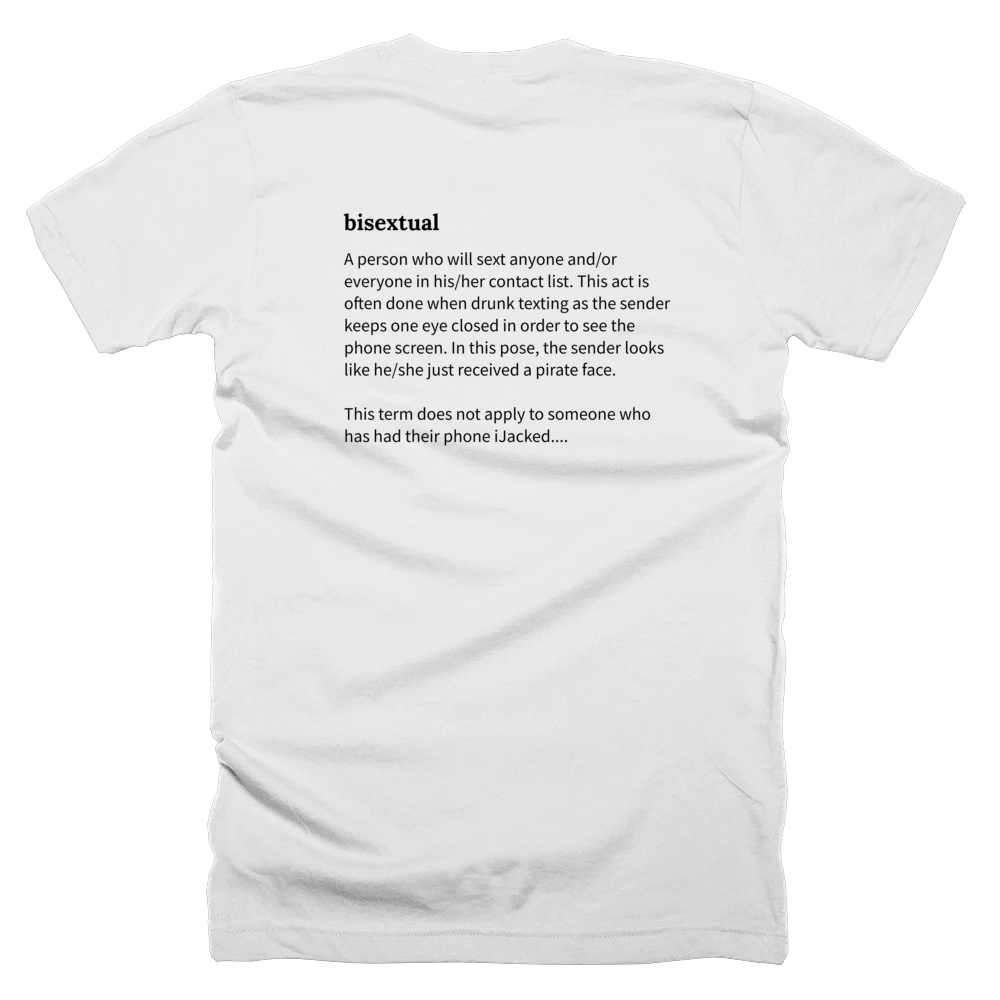 T-shirt with a definition of 'bisextual' printed on the back