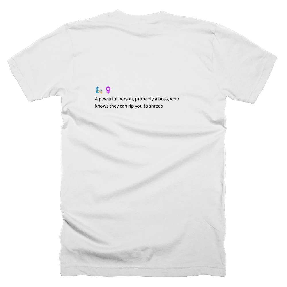 T-shirt with a definition of '🧞 ♀️' printed on the back