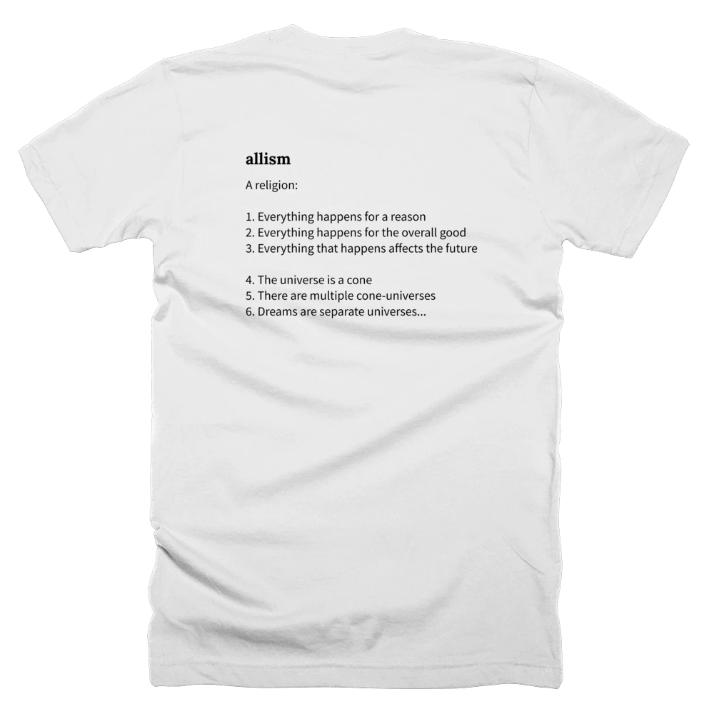 T-shirt with a definition of 'allism' printed on the back