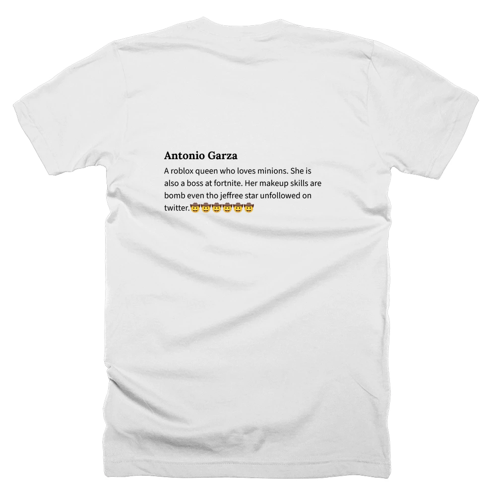 T-shirt with a definition of 'Antonio Garza' printed on the back