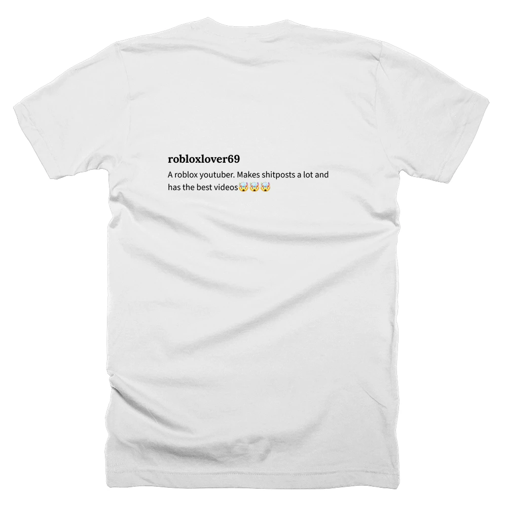 T-shirt with a definition of 'robloxlover69' printed on the back