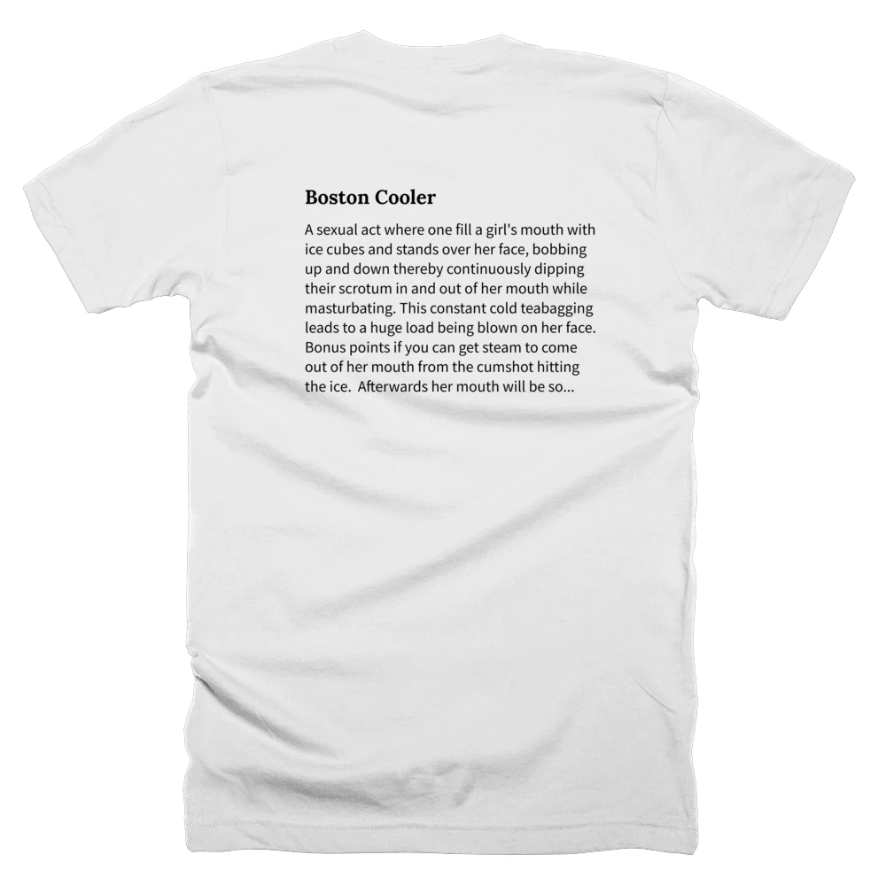 T-shirt with a definition of 'Boston Cooler' printed on the back