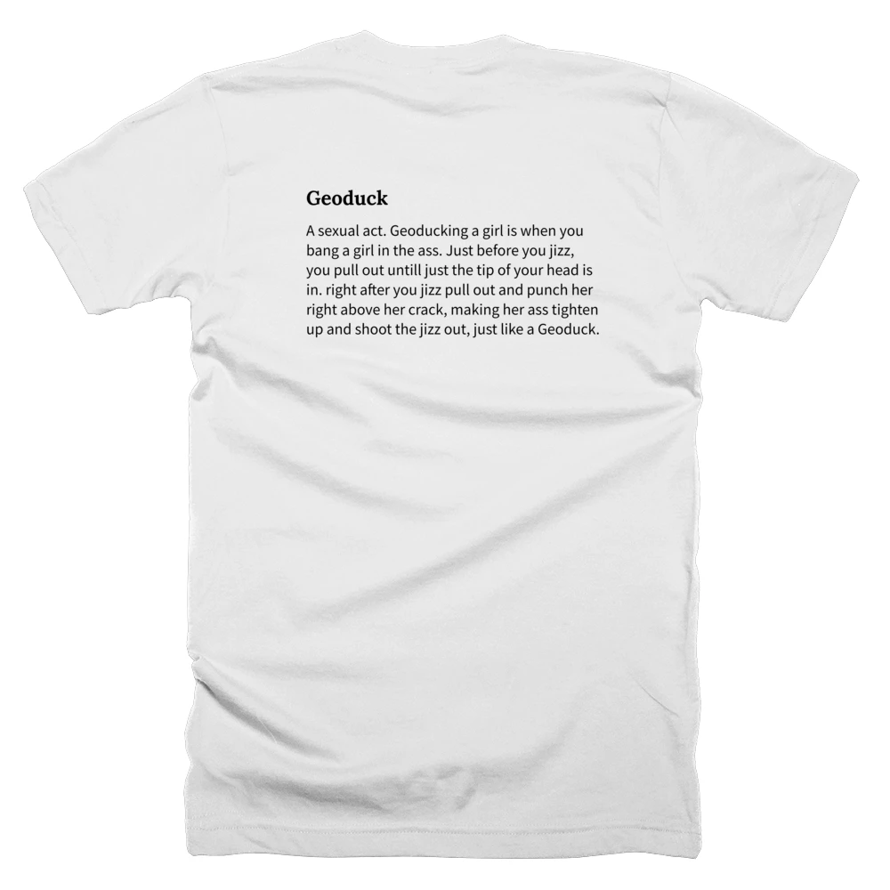 T-shirt with a definition of 'Geoduck' printed on the back