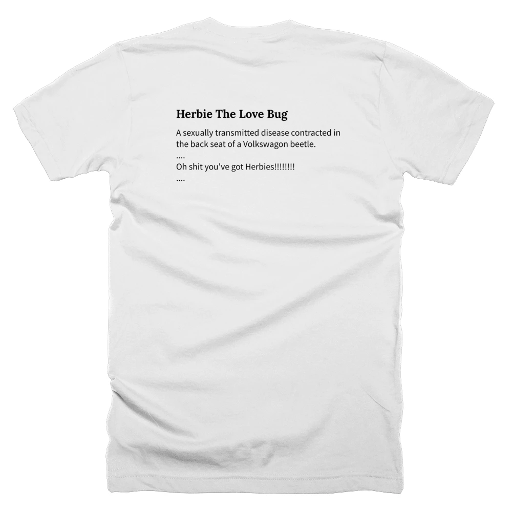 T-shirt with a definition of 'Herbie The Love Bug' printed on the back