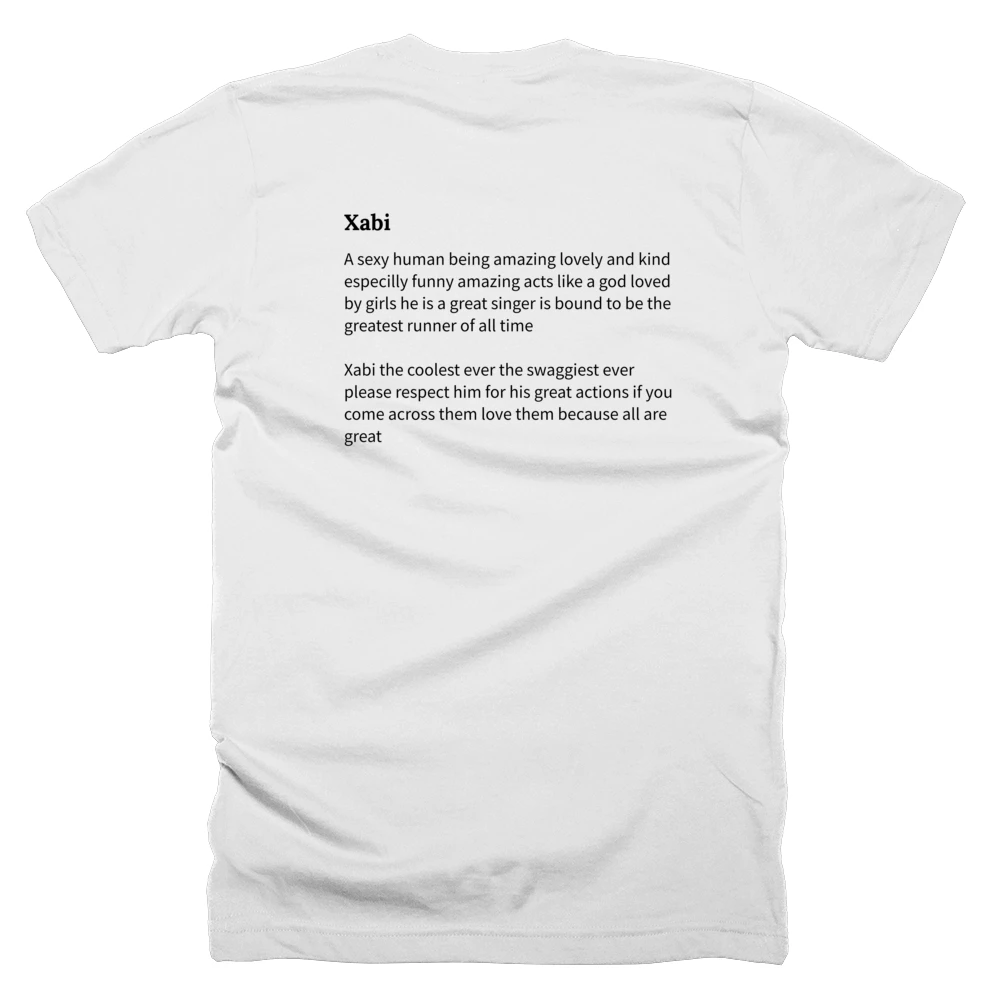 T-shirt with a definition of 'Xabi' printed on the back