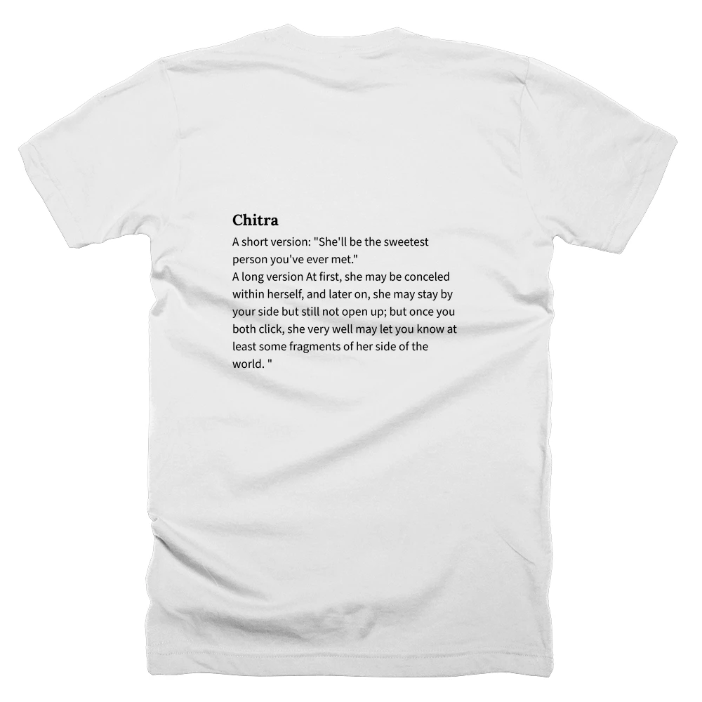 T-shirt with a definition of 'Chitra' printed on the back