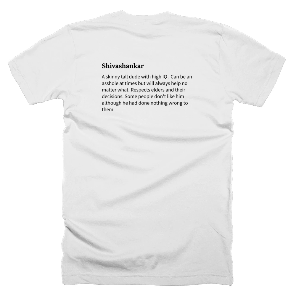 T-shirt with a definition of 'Shivashankar' printed on the back