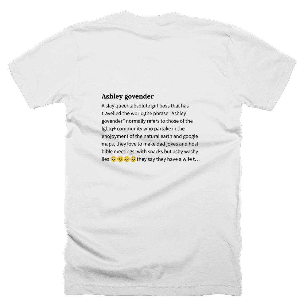 T-shirt with a definition of 'Ashley govender' printed on the back