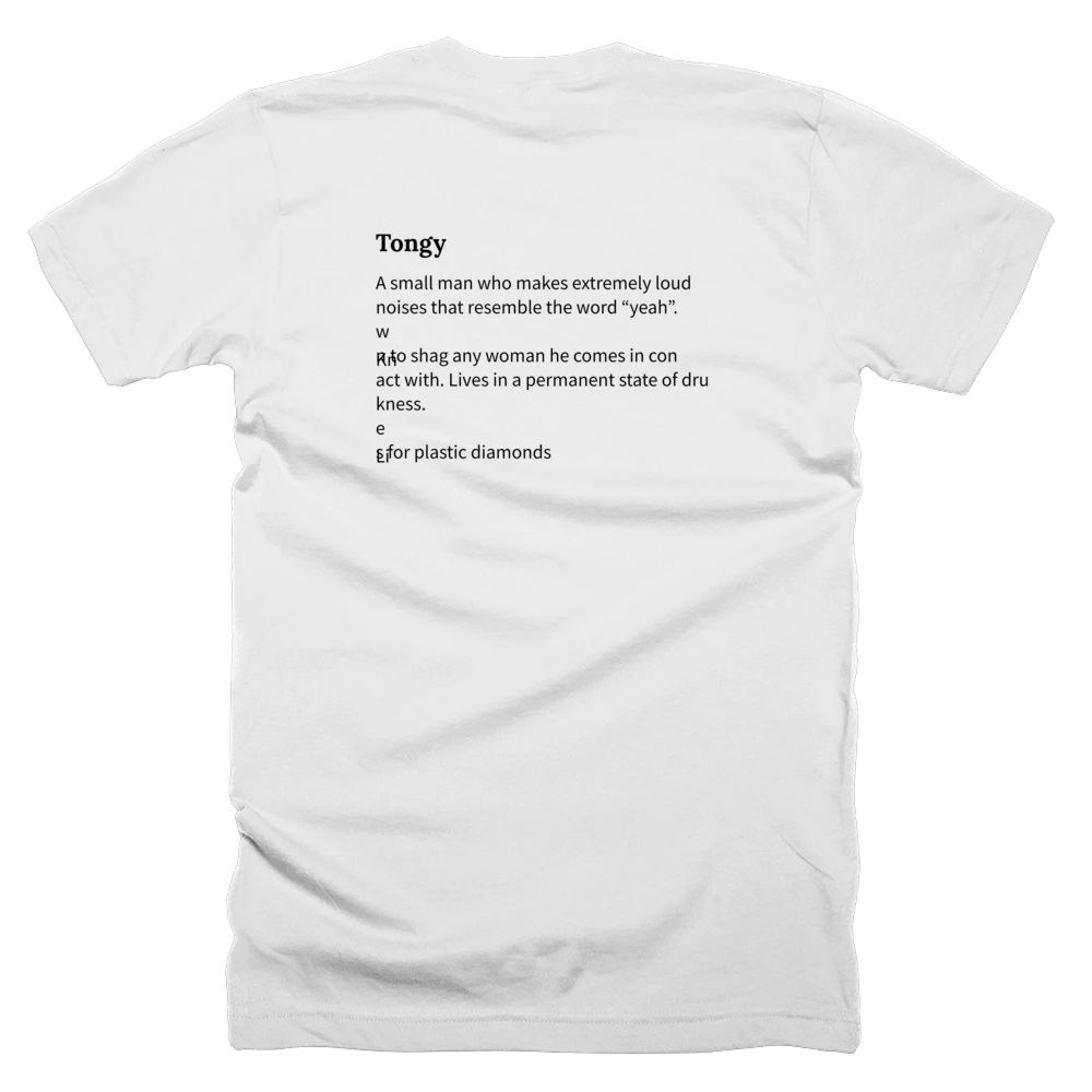 T-shirt with a definition of 'Tongy' printed on the back