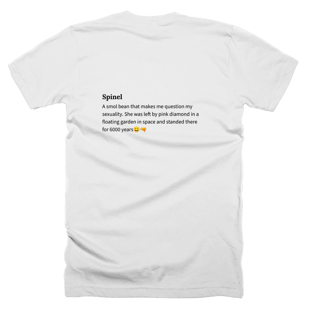 T-shirt with a definition of 'Spinel' printed on the back
