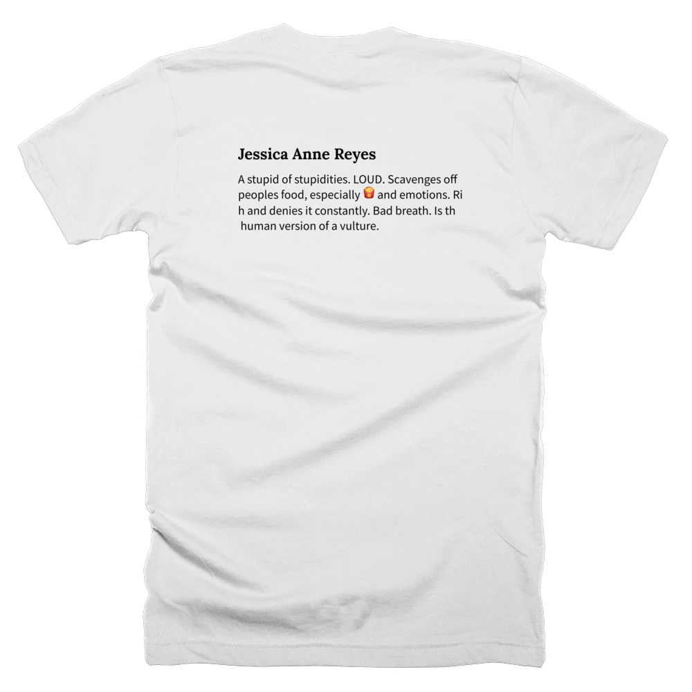 T-shirt with a definition of 'Jessica Anne Reyes' printed on the back