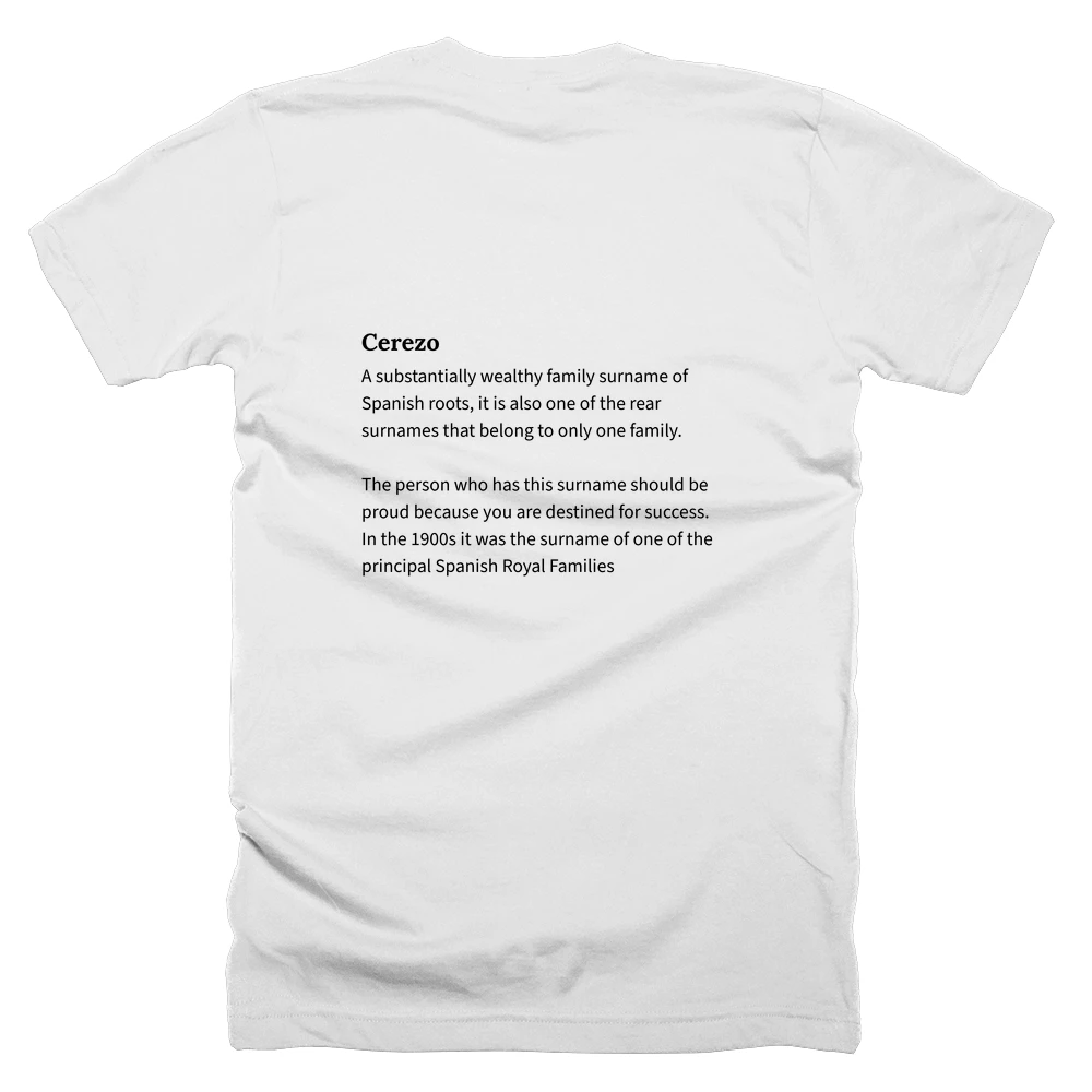 T-shirt with a definition of 'Cerezo' printed on the back