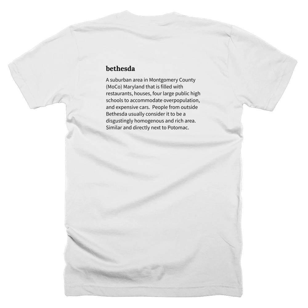 T-shirt with a definition of 'bethesda' printed on the back