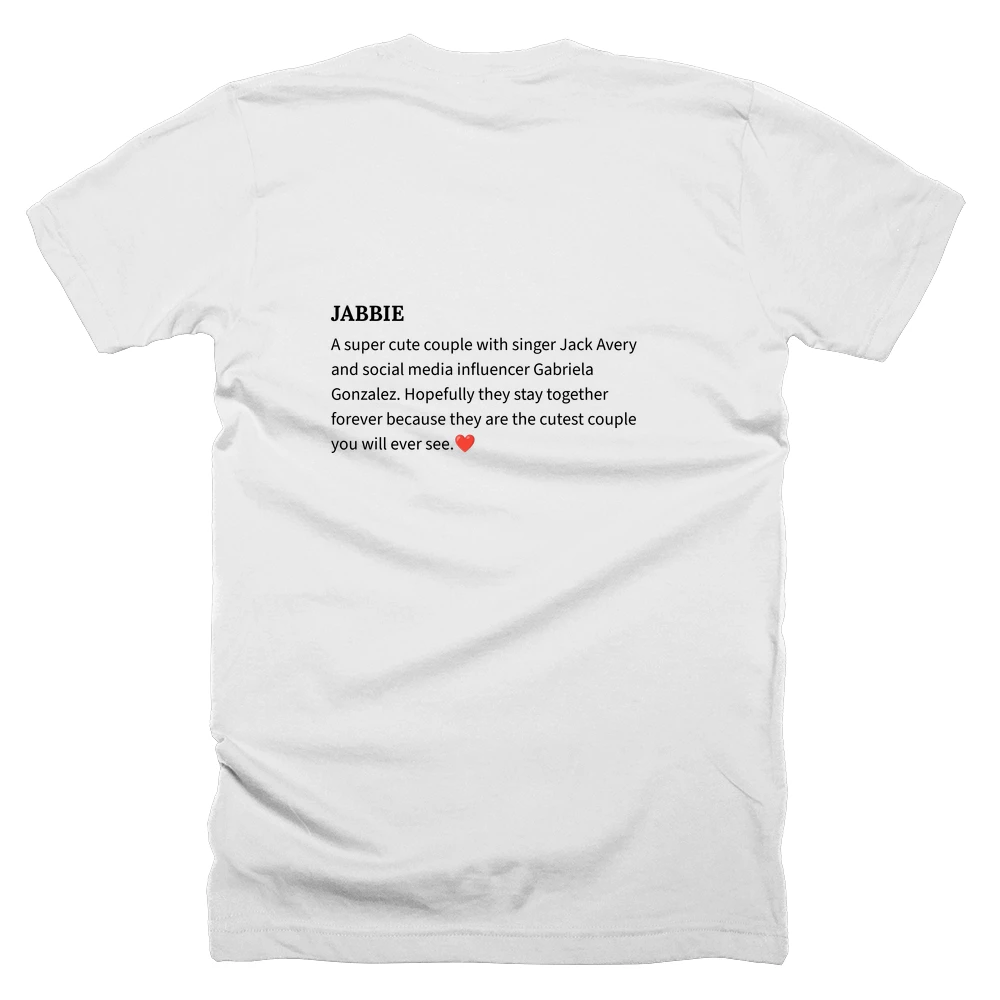 T-shirt with a definition of 'JABBIE' printed on the back