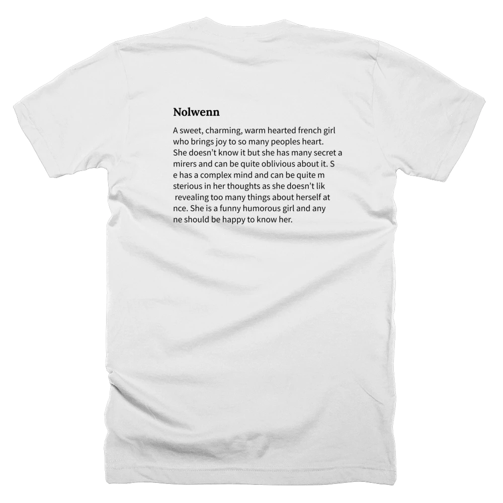 T-shirt with a definition of 'Nolwenn' printed on the back