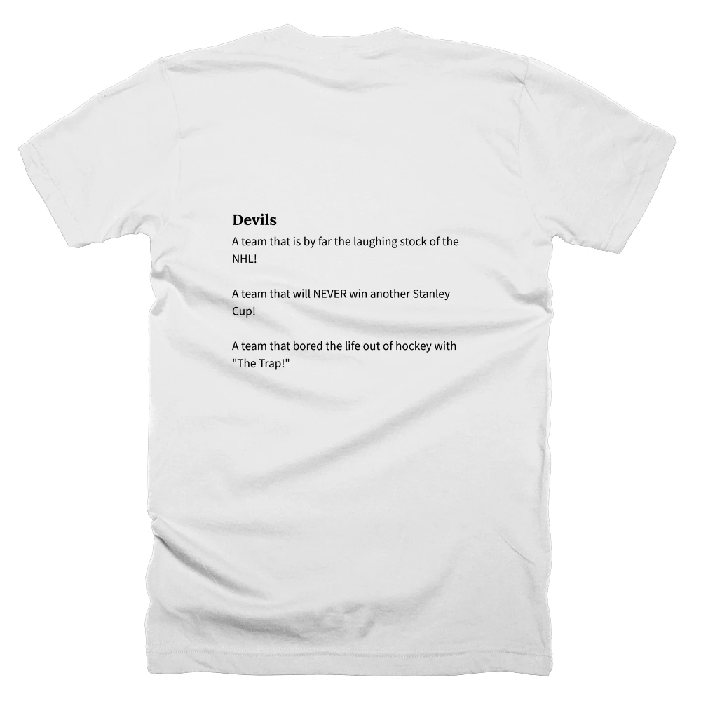 T-shirt with a definition of 'Devils' printed on the back