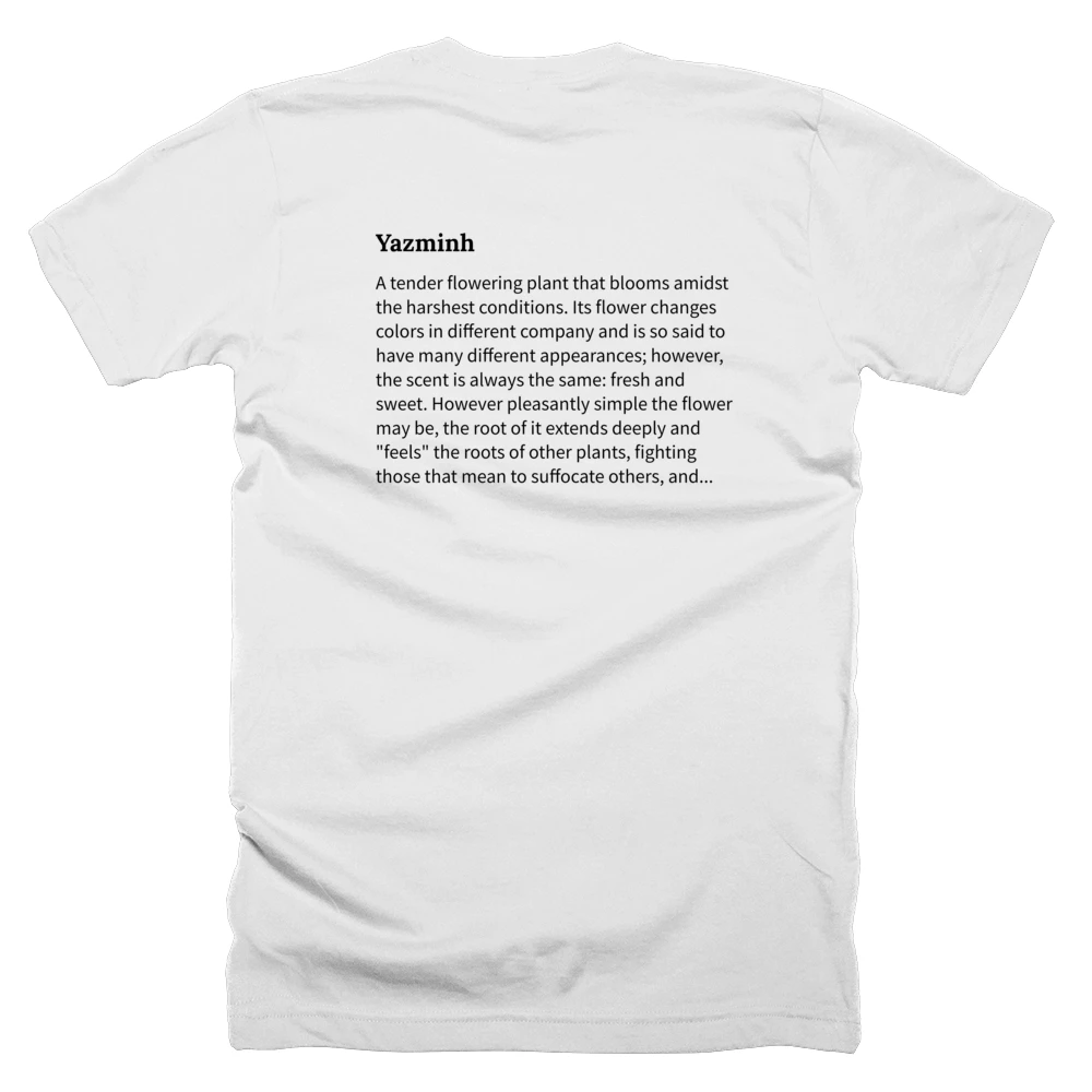 T-shirt with a definition of 'Yazminh' printed on the back