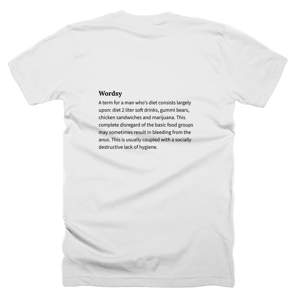 T-shirt with a definition of 'Wordsy' printed on the back