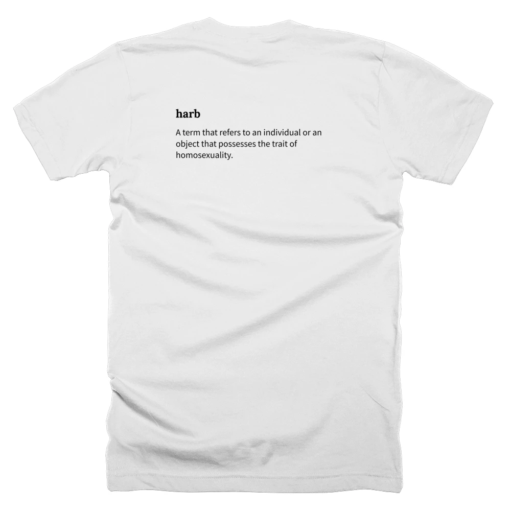 T-shirt with a definition of 'harb' printed on the back