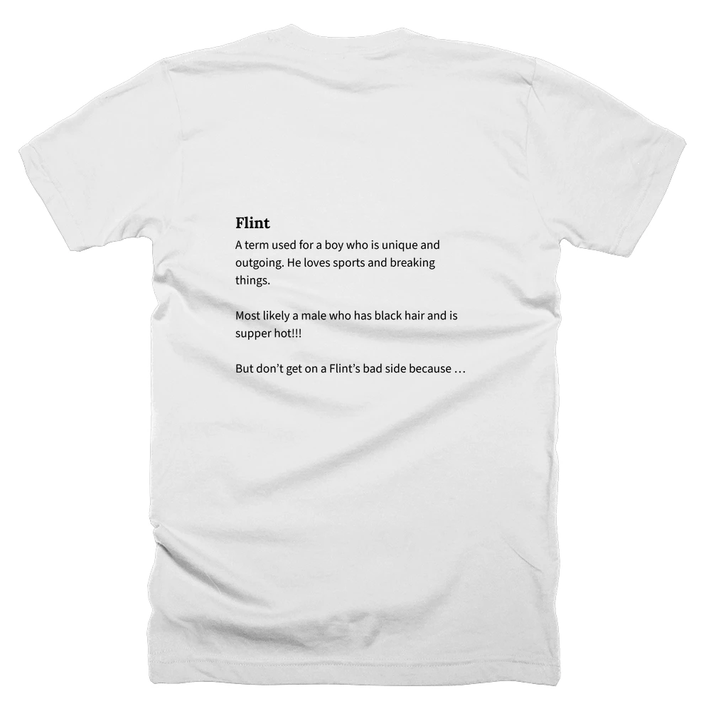 T-shirt with a definition of 'Flint' printed on the back