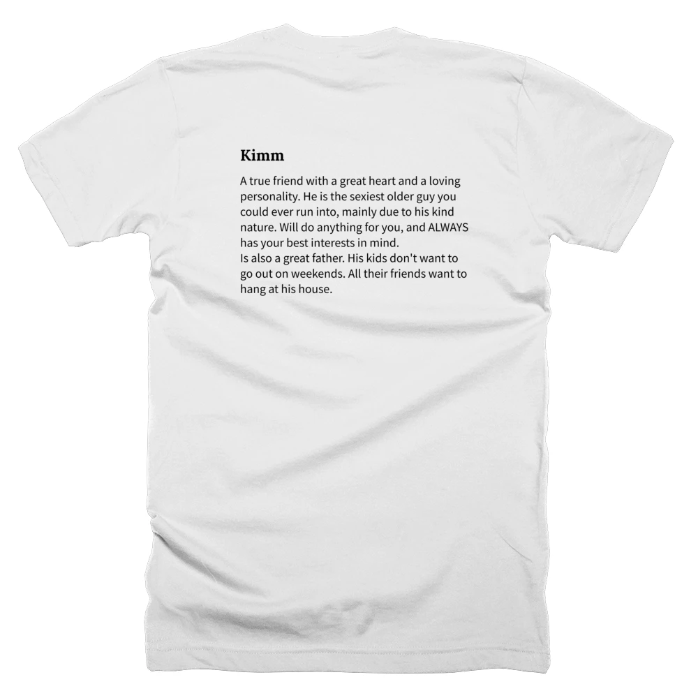 T-shirt with a definition of 'Kimm' printed on the back