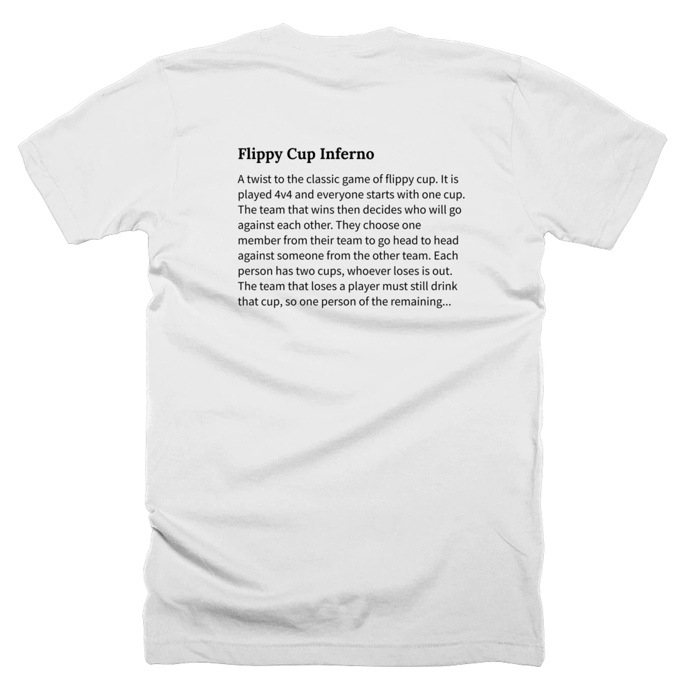 T-shirt with a definition of 'Flippy Cup Inferno' printed on the back