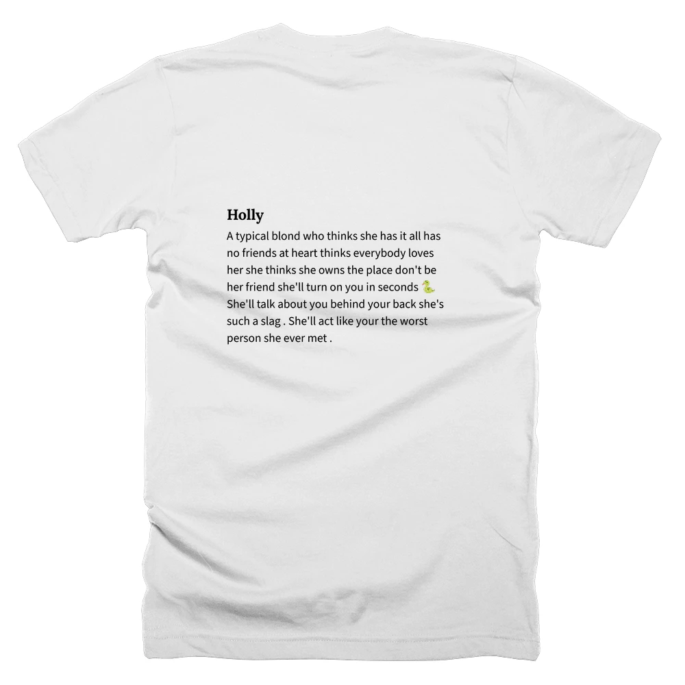 T-shirt with a definition of 'Holly' printed on the back