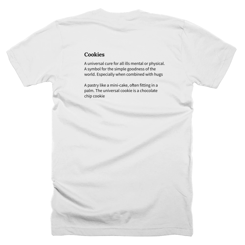 T-shirt with a definition of 'Cookies' printed on the back
