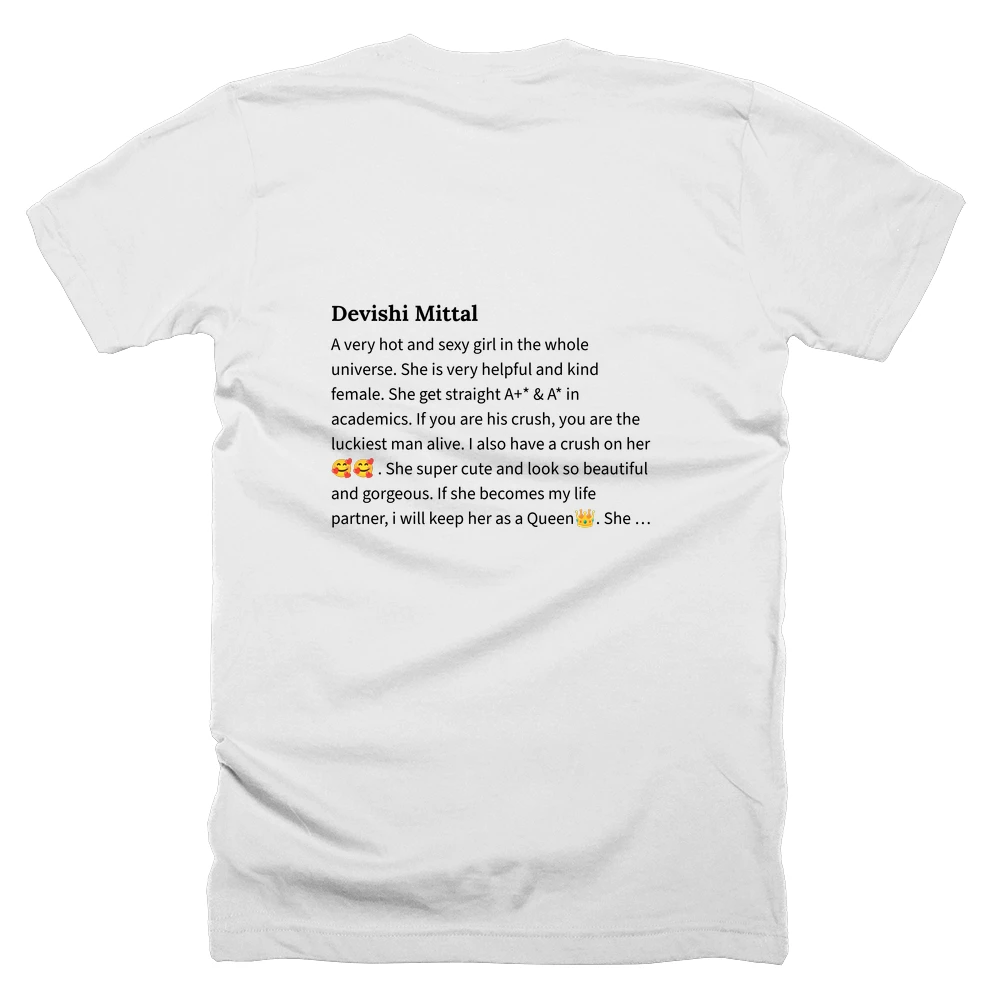 T-shirt with a definition of 'Devishi Mittal' printed on the back