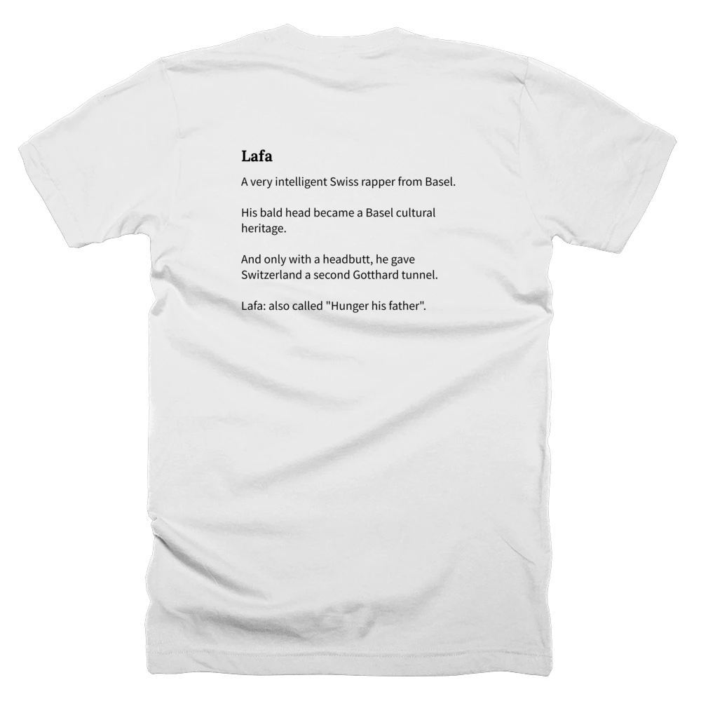 T-shirt with a definition of 'Lafa' printed on the back