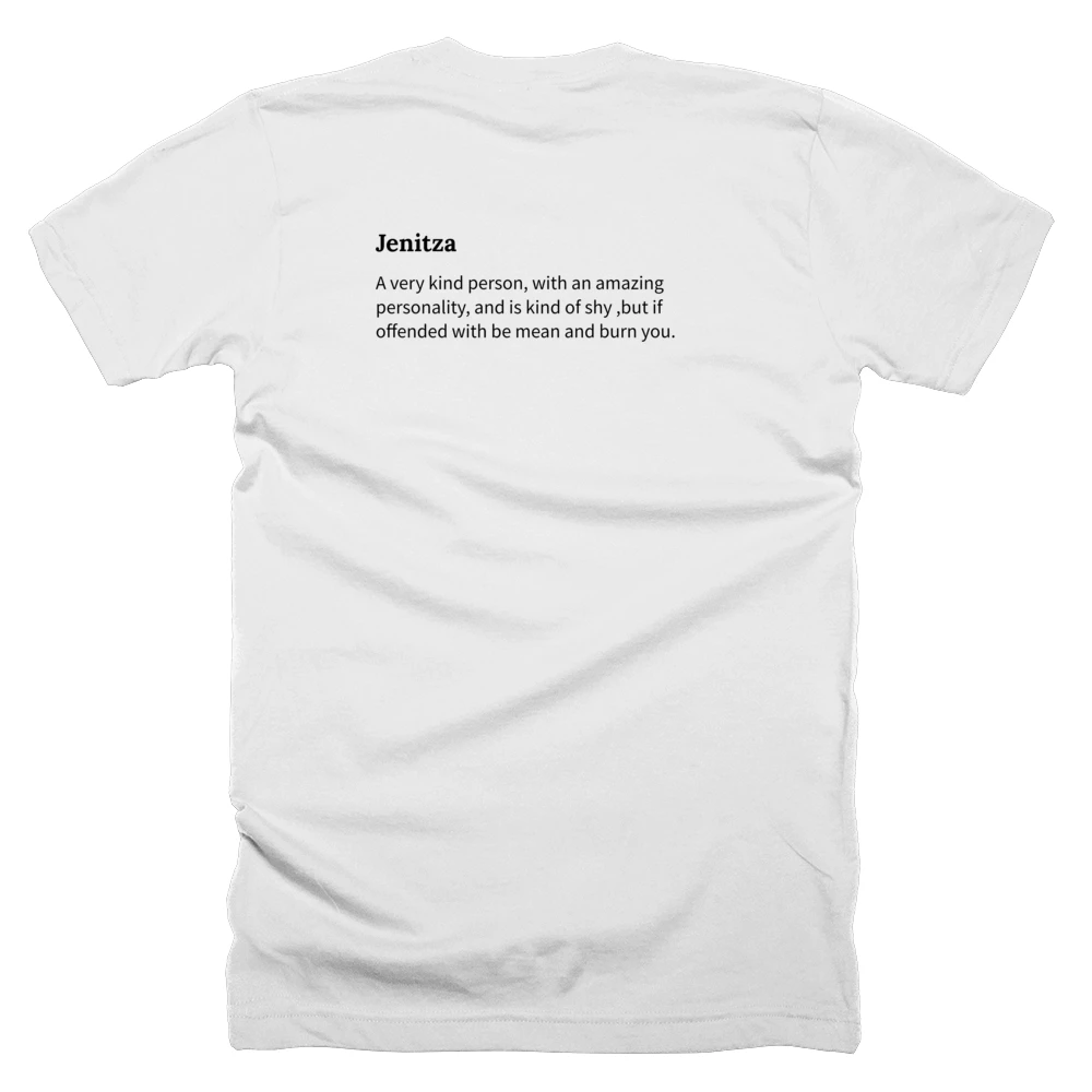 T-shirt with a definition of 'Jenitza' printed on the back