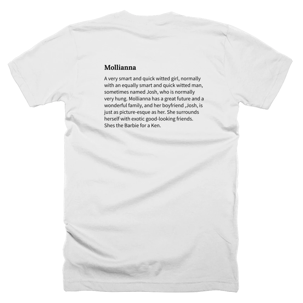 T-shirt with a definition of 'Mollianna' printed on the back