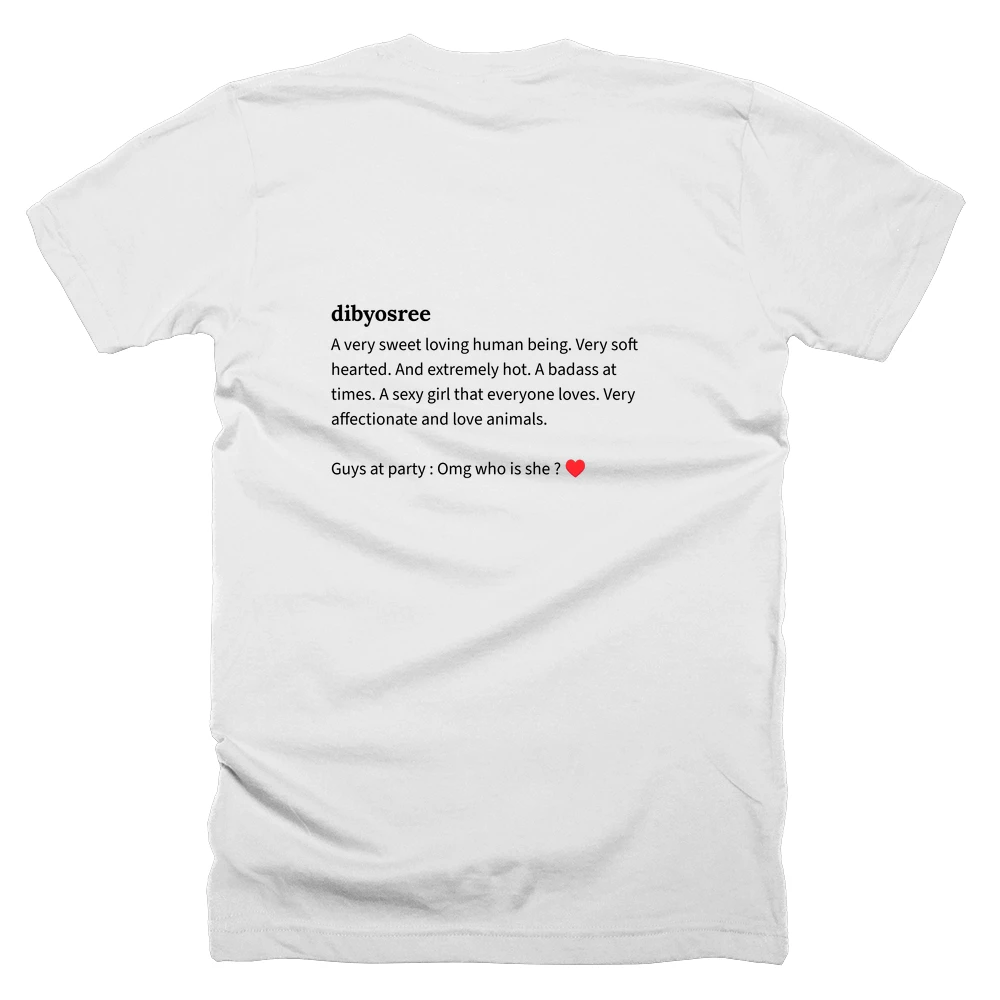 T-shirt with a definition of 'dibyosree' printed on the back