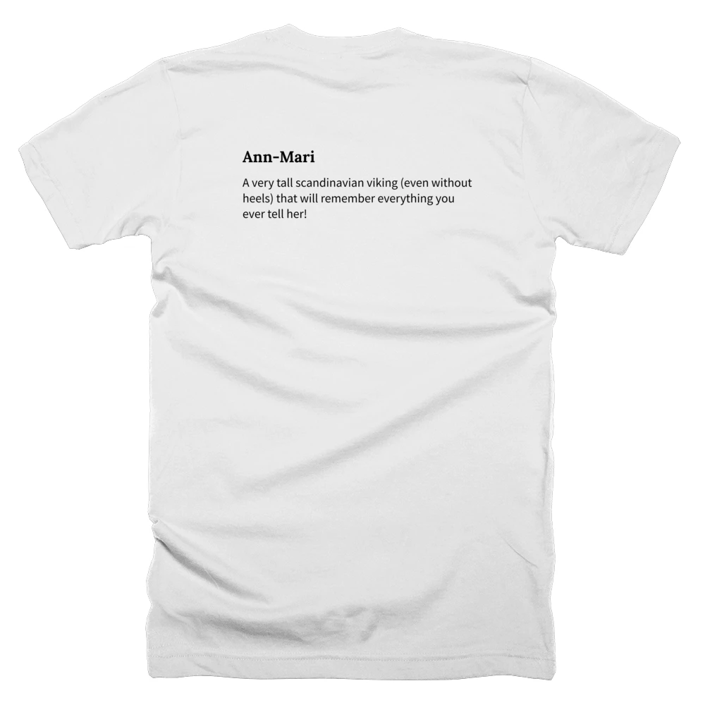 T-shirt with a definition of 'Ann-Mari' printed on the back