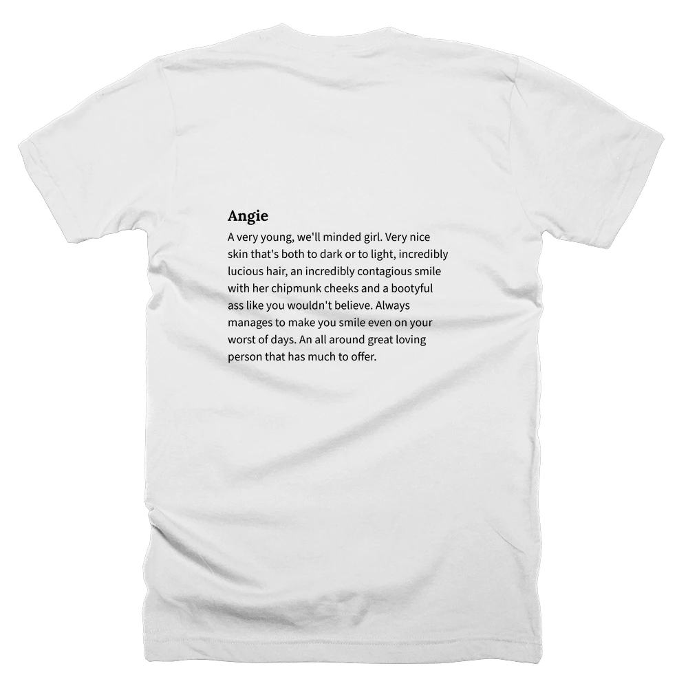 T-shirt with a definition of 'Angie' printed on the back