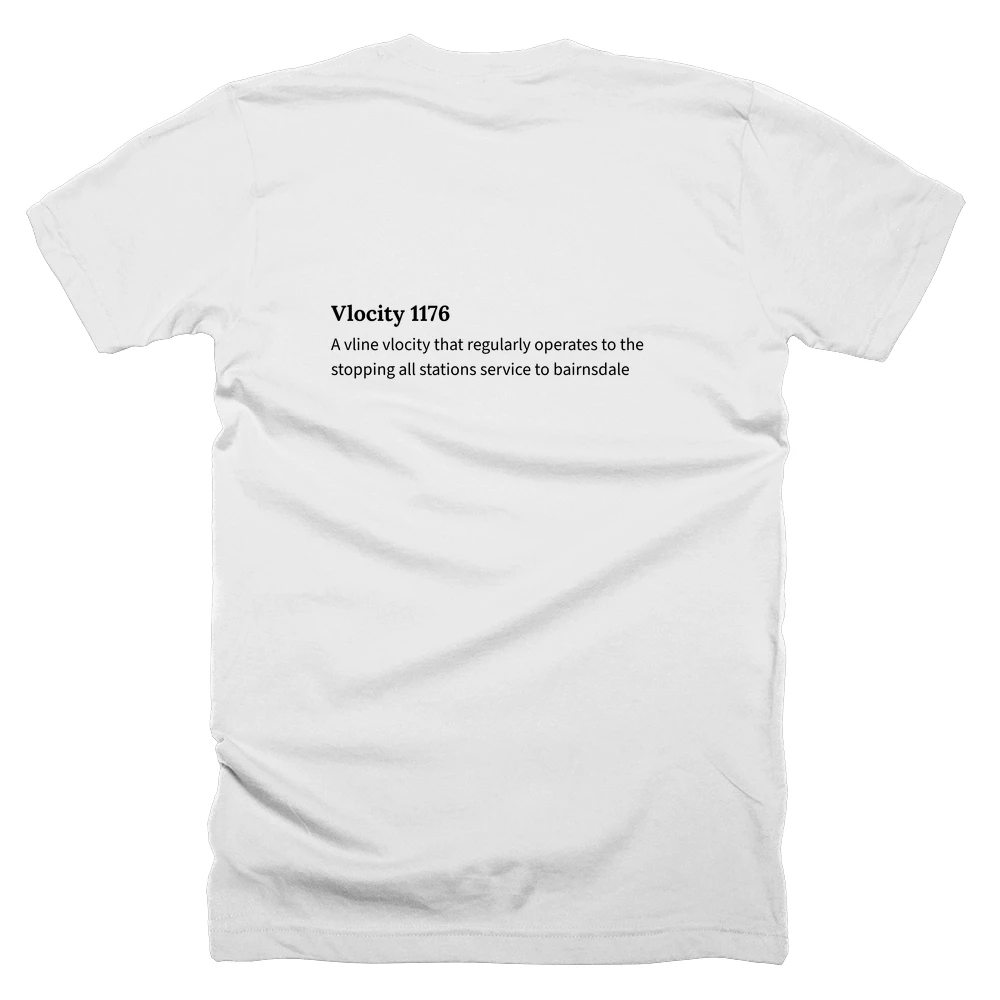 T-shirt with a definition of 'Vlocity 1176' printed on the back