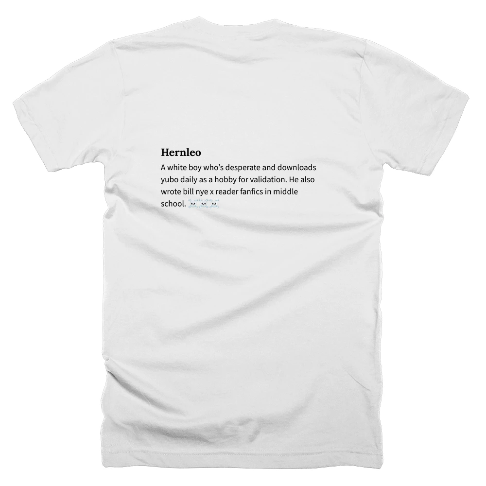 T-shirt with a definition of 'Hernleo' printed on the back