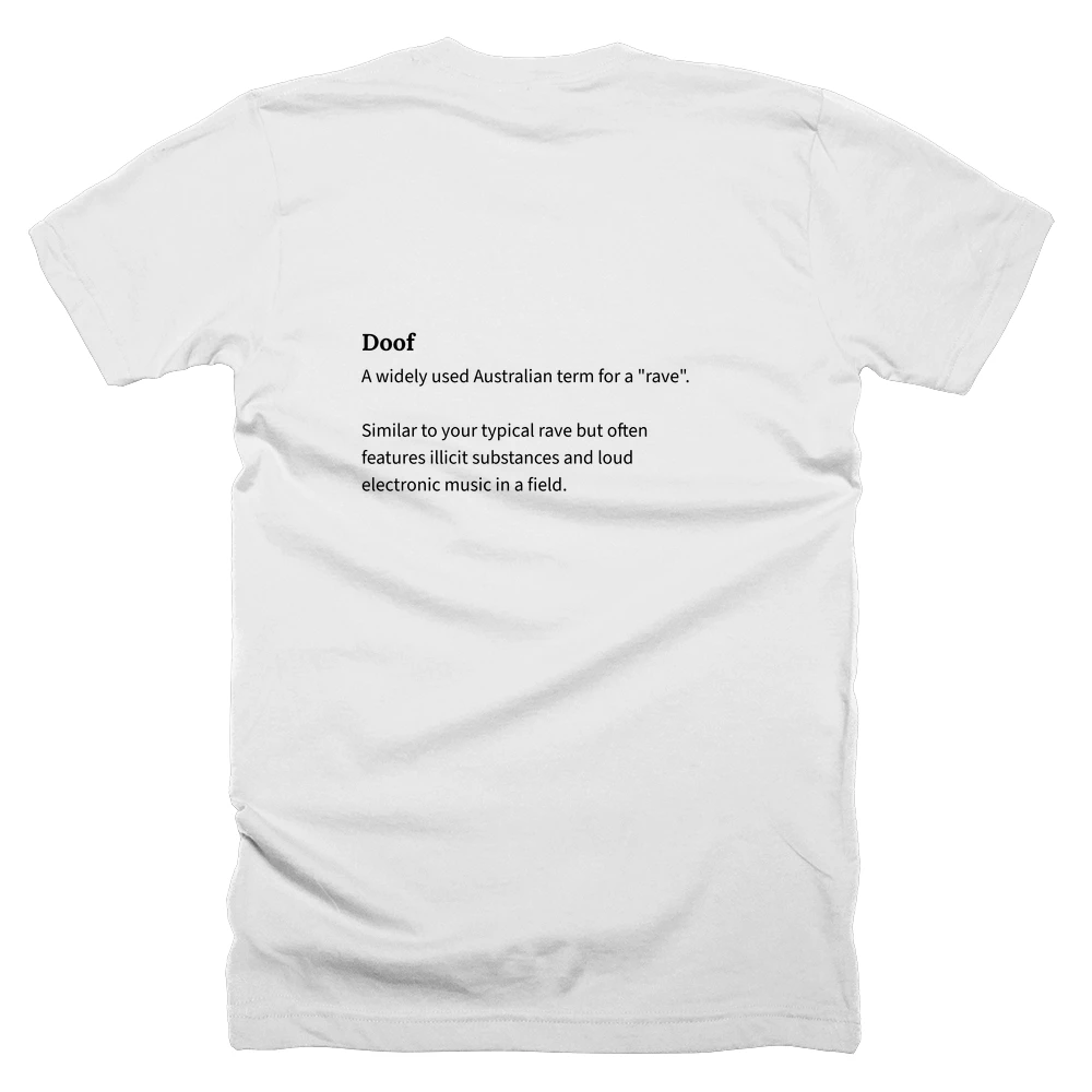 T-shirt with a definition of 'Doof' printed on the back